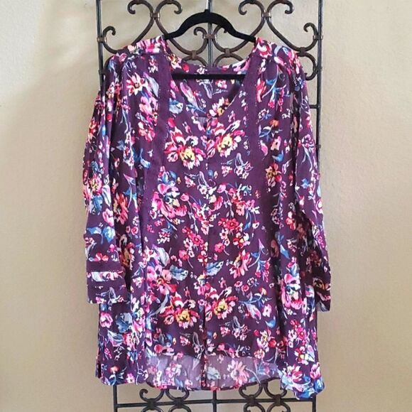 VERA BRADLEY Floral Trapeze Tunic - Size Large - Picture 1 of 7